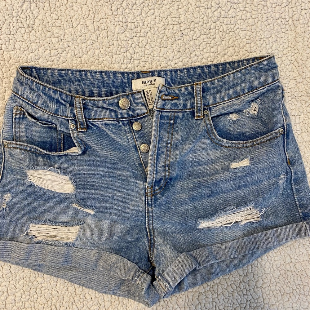 High Waist Distressed Denim Jeans FOREVER 21
